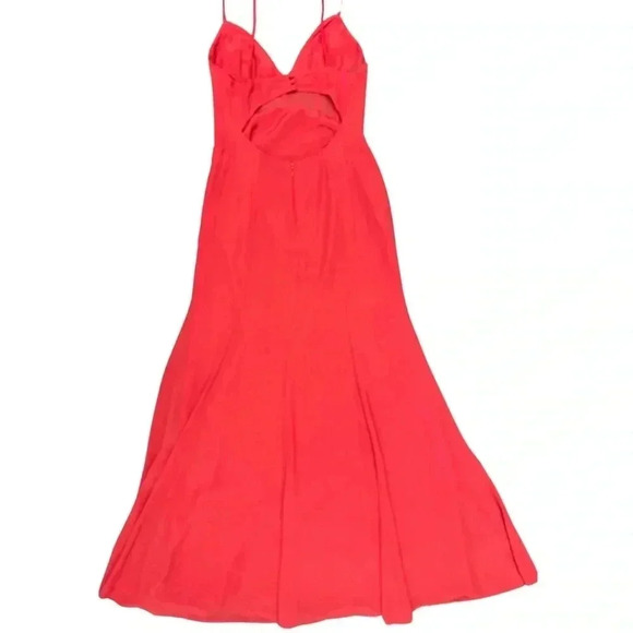 ASOS Designs Corset Dress Red Size 6 Maxi Sheer Panel Bodice Formal Sexy Cut Out - Picture 2 of 16